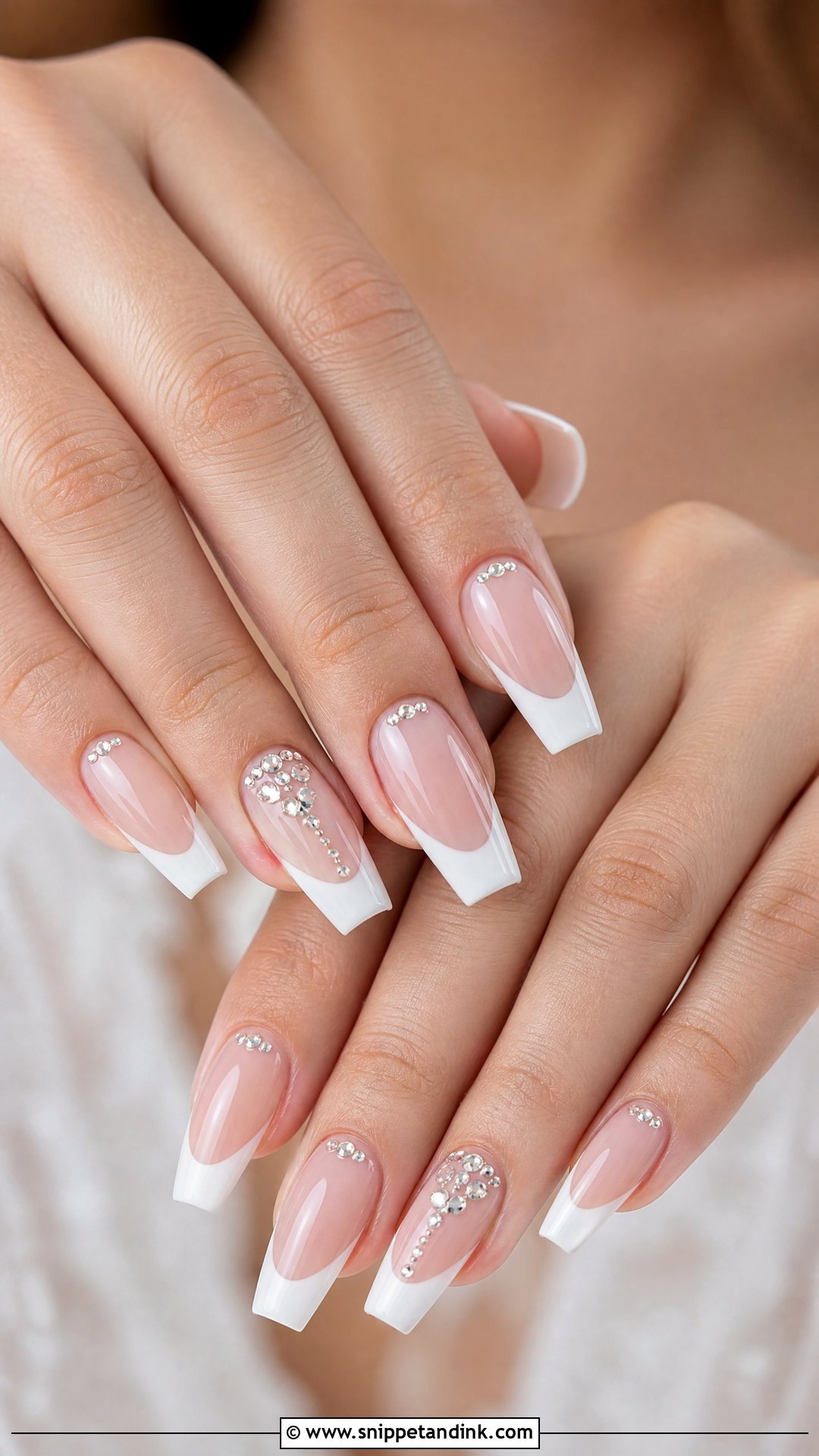 French Tip Wedding Nails With Rhinestones - Snippet and Ink - 25 French Tip Wedding Nails