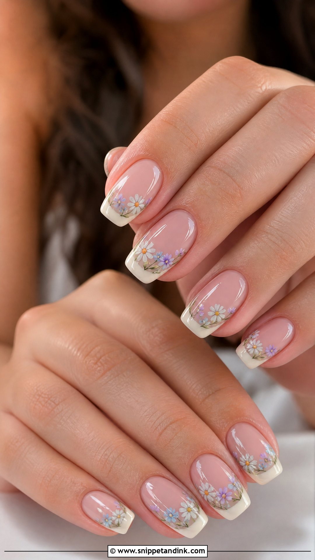 French Tip Wildflower Wedding Nails - Snippet and Ink - 20 Wildflower Wedding Nails