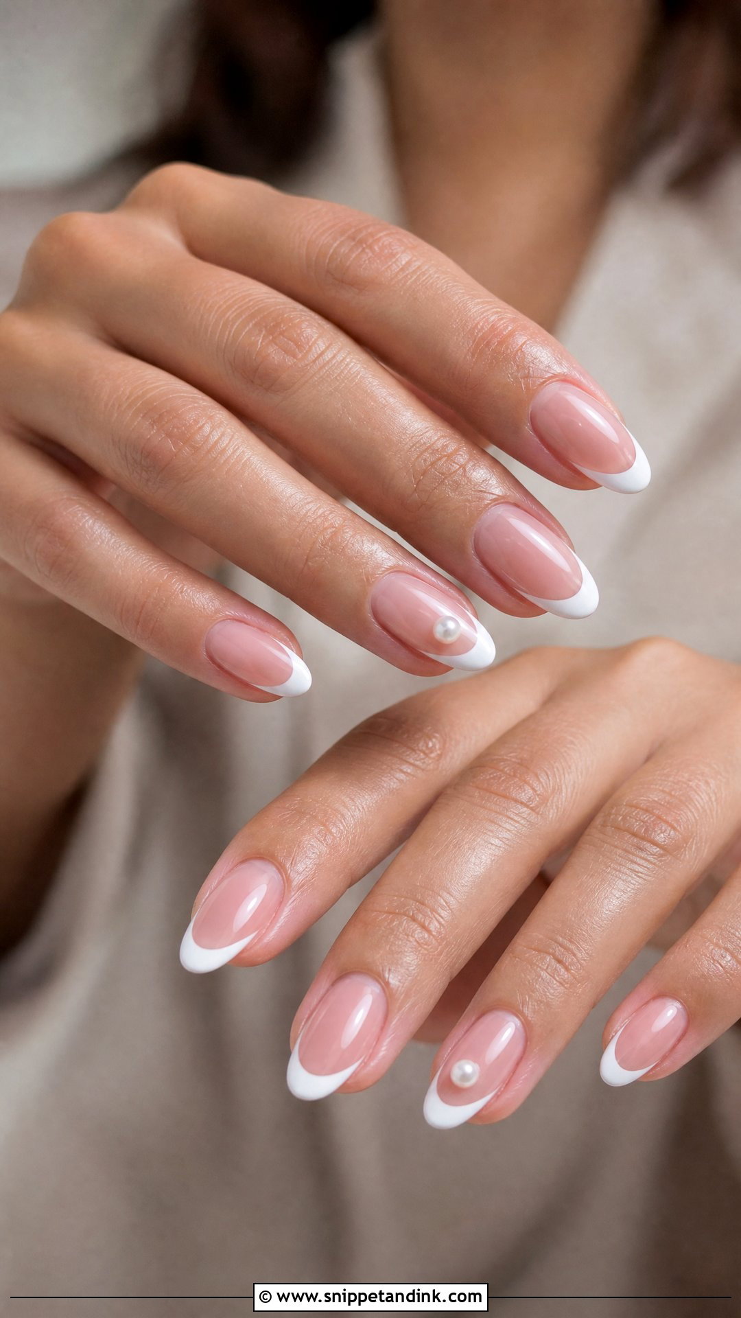 French Tip With Pearl Accent Nails - Snippet and Ink - 35 Classy Bridal Wedding Nails for Bride
