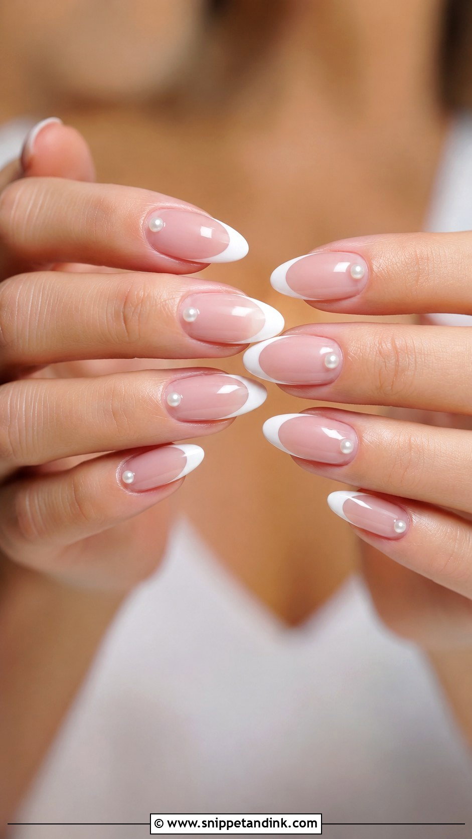 French Tip With Pearls Marriage Nails - Snippet and Ink - 30 Marriage Nails