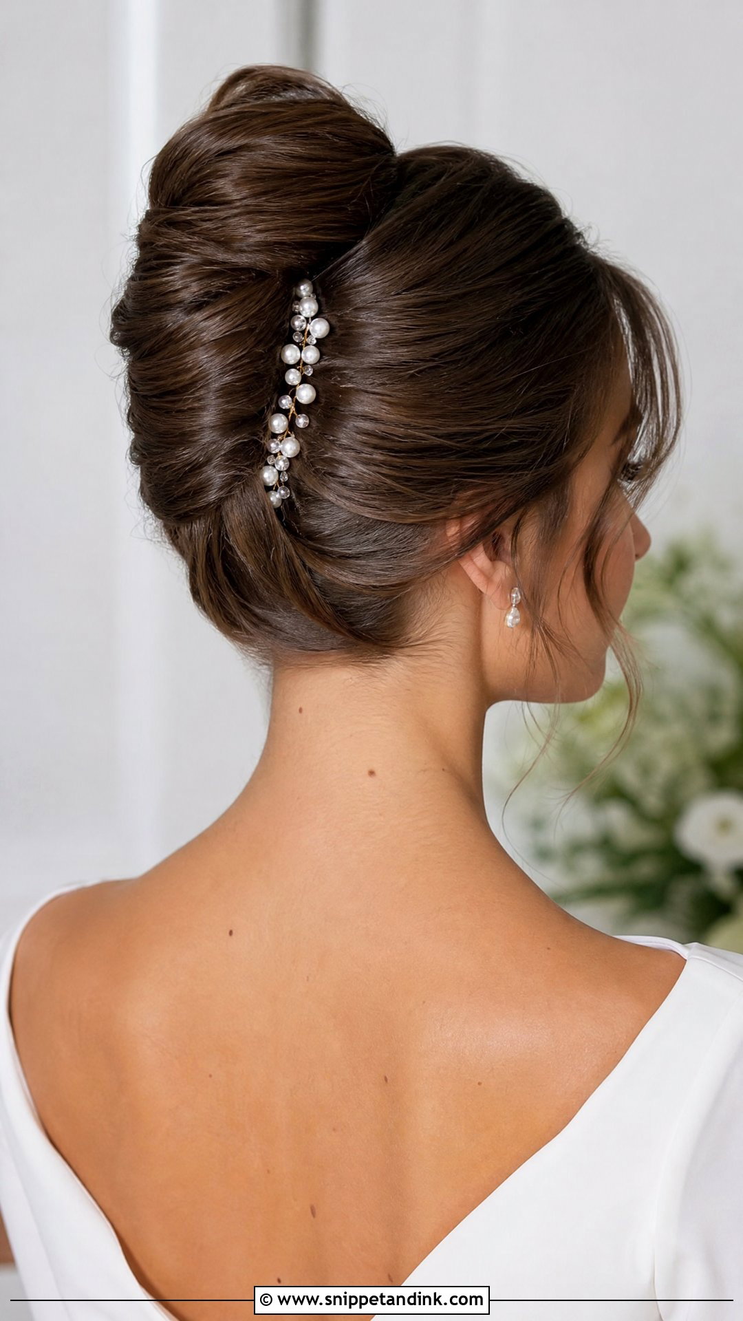 French Twist Bridal Updo With Pearls - Snippet and Ink - 15 Bridal Updo with Pearls Ideas