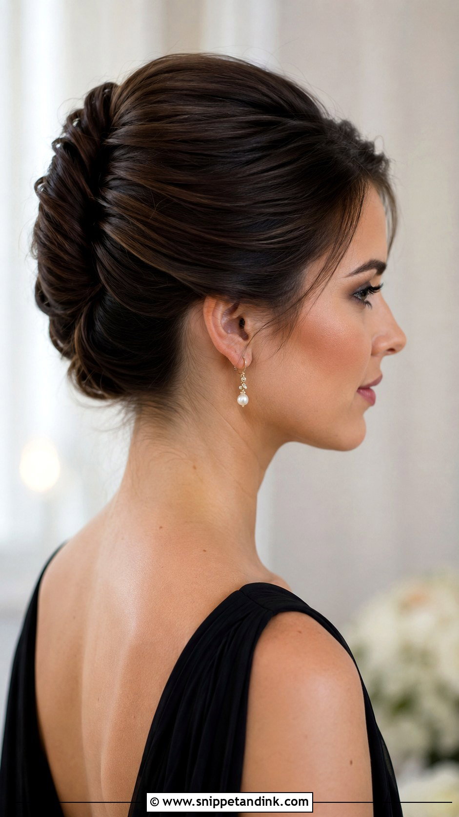 French Twist Bridesmaid Hairstyle For Dark Hair - Snippet and Ink - 20 Bridesmaid Hairstyles Dark Hair