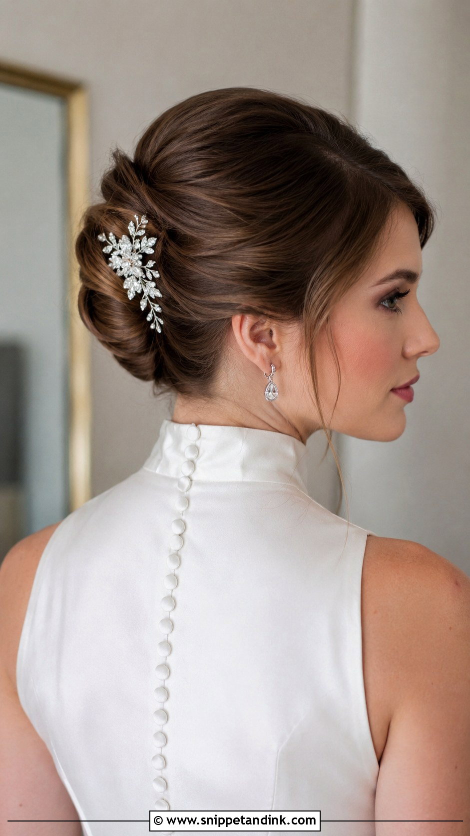 French Twist For High Neck Wedding Dress - Snippet and Ink - 20 High Neck Wedding Hairstyles