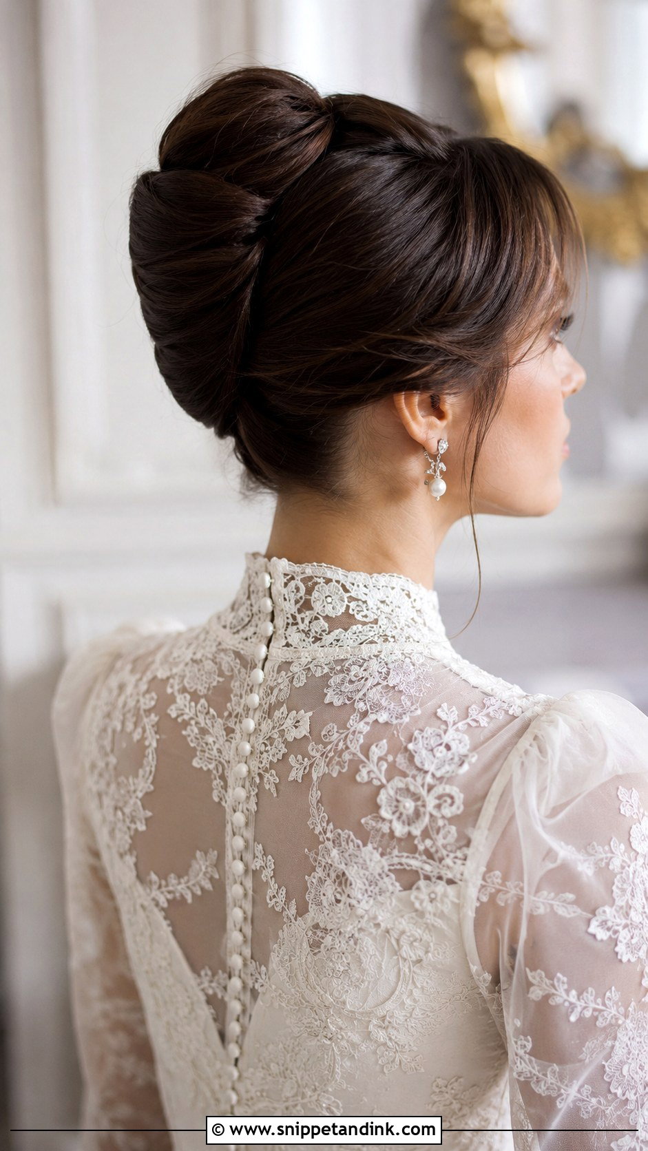 French Twist High Bun Wedding Hairstyle - Snippet and Ink - 25 High Bun Wedding Hairstyles