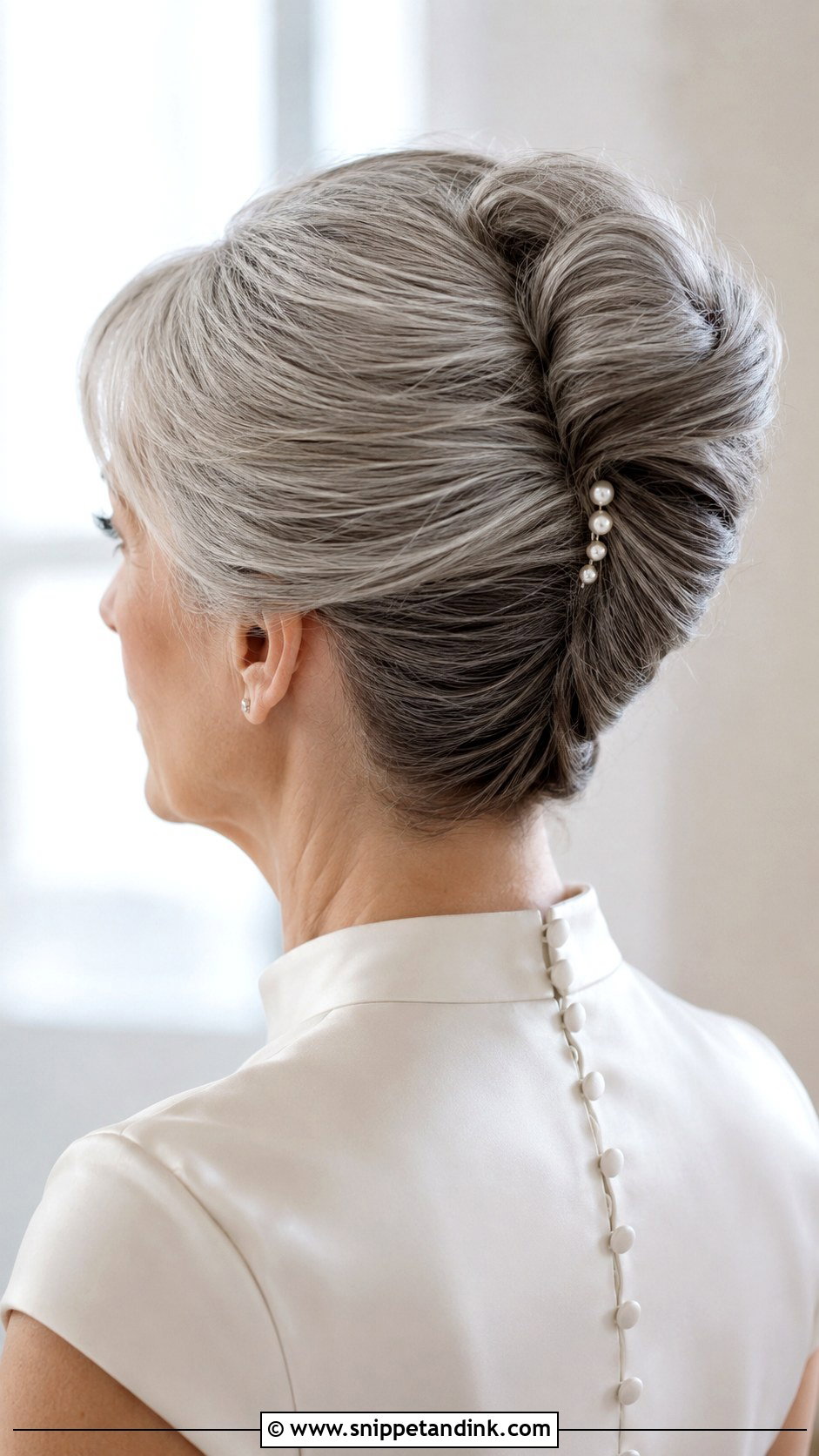 French Twist Wedding Hairstyle For Gray Hair - Snippet and Ink - 15 Wedding Hairstyles for Grey Hair
