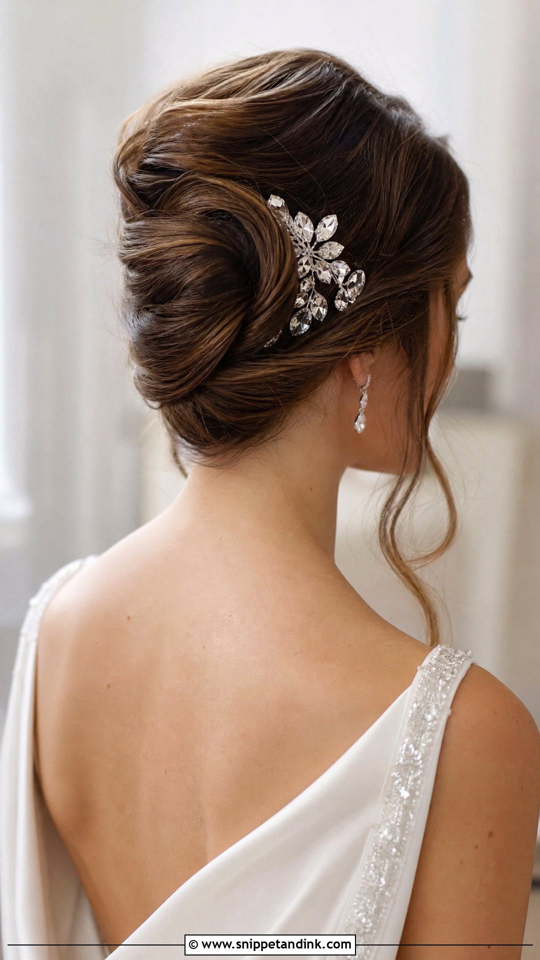 French Twist Wedding Hairstyle With Crystal Comb - Snippet and Ink - 15 French Twist Wedding Hairstyles