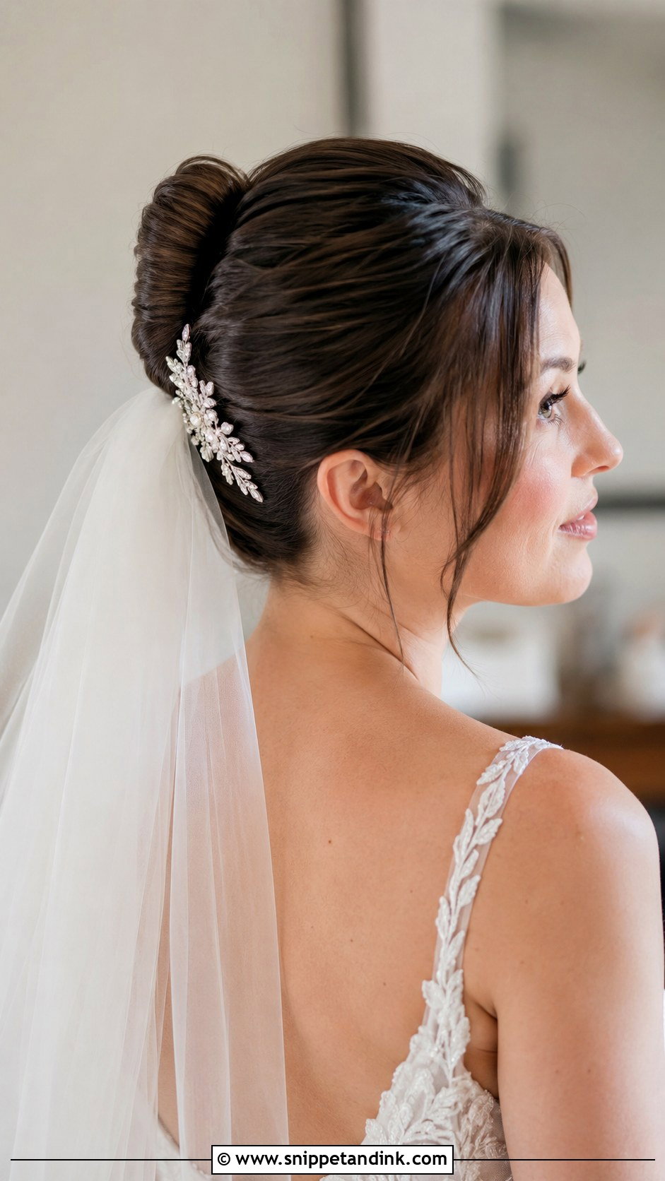 French Twist Wedding Hairstyle for Medium Hair - Snippet and Ink - 25 Medium Length Wedding Hair Ideas