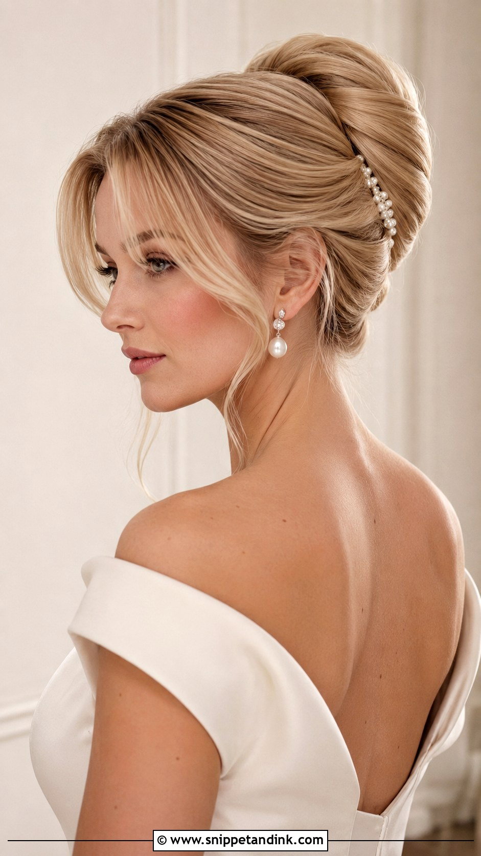 French Twist Wedding Updo With Curtain Bangs - Snippet and Ink - 15 Wedding Updo with Curtain Bangs Ideas