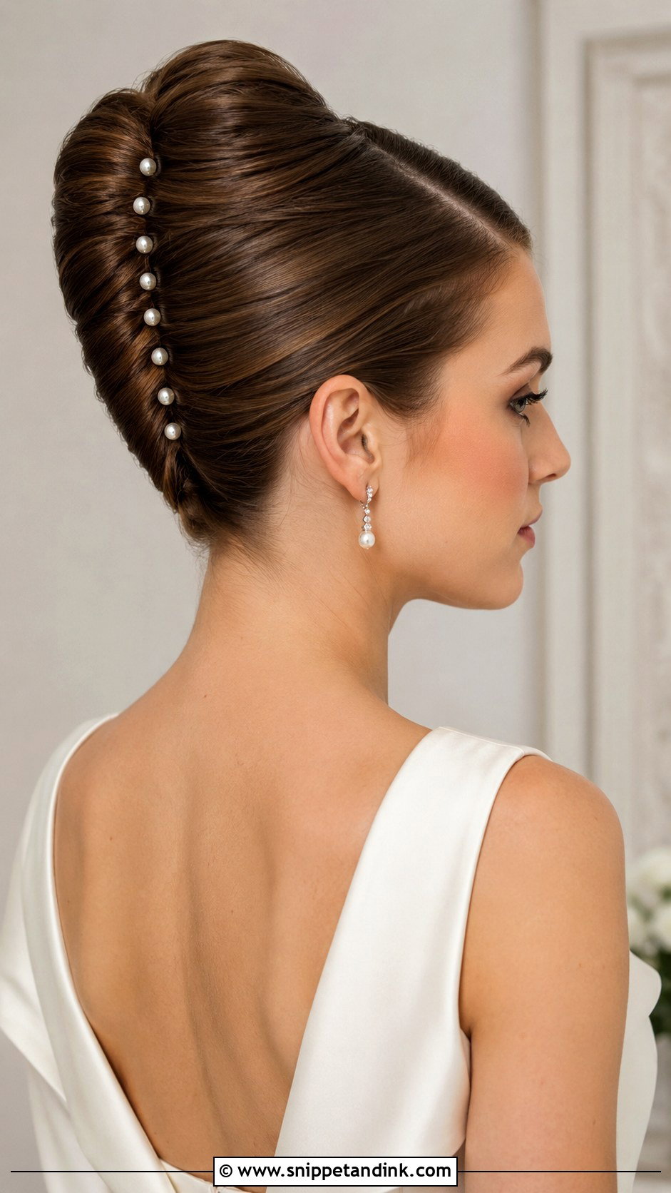 French Twist Wedding Updo With Pearls - Snippet and Ink - 15 Wedding Updo with Pearls Ideas