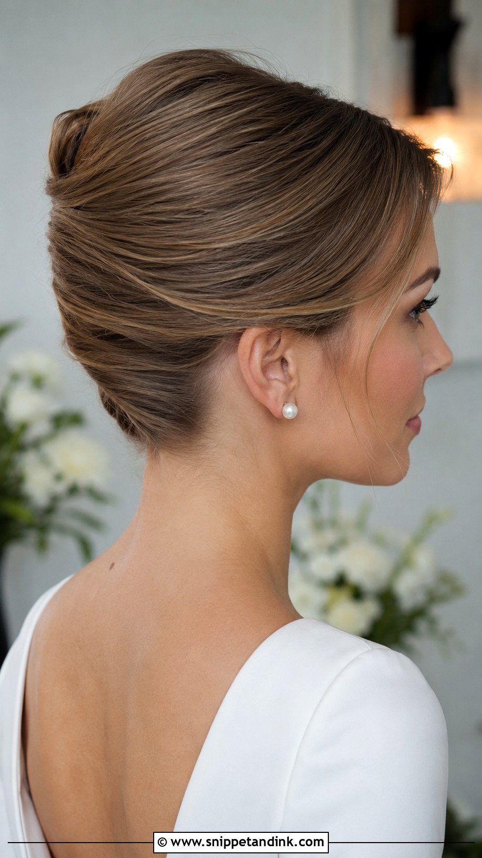 French Twist Wedding Upstyle - Snippet and Ink - 15 Wedding Upstyles Medium Length Ideas