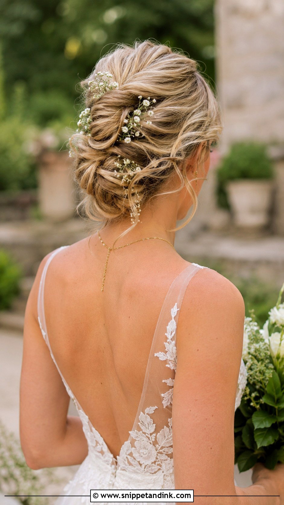 French Twist With Babys Breath - Snippet and Ink - 25 French Twist Bridal Hair Ideas