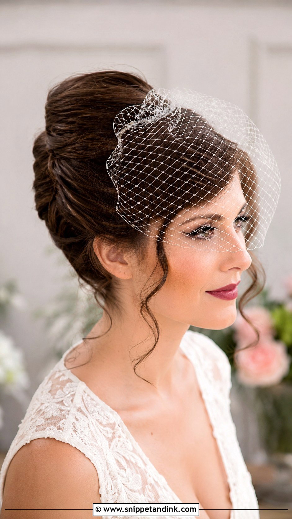 French Twist With Birdcage Veil - Snippet and Ink - 30 French Twist Wedding Hair Ideas