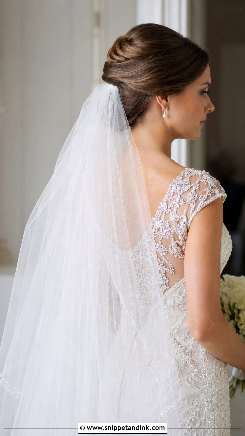 French Twist With Cathedral Veil - Snippet and Ink - 25 French Twist Bridal Hair Ideas