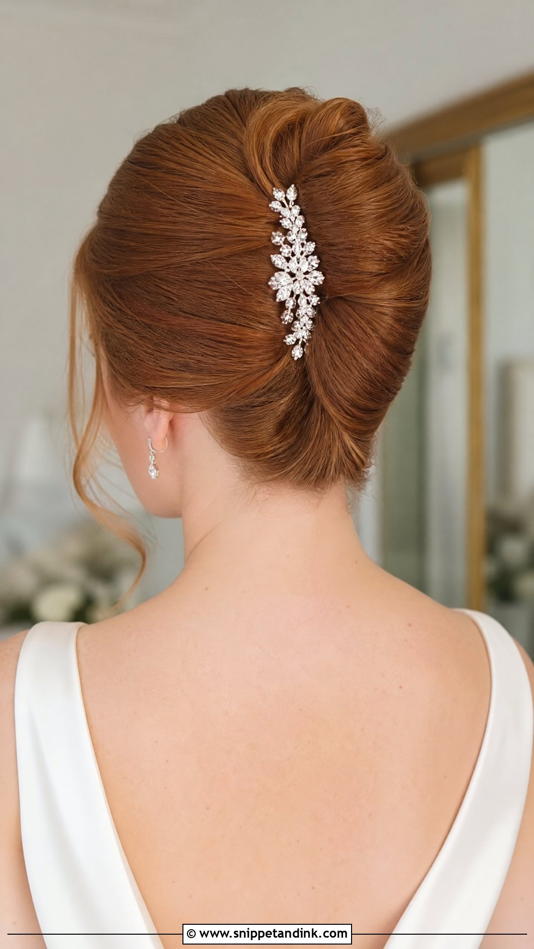 French Twist With Crystal Comb - Snippet and Ink - 20 Bridal Updo with Headpiece Ideas
