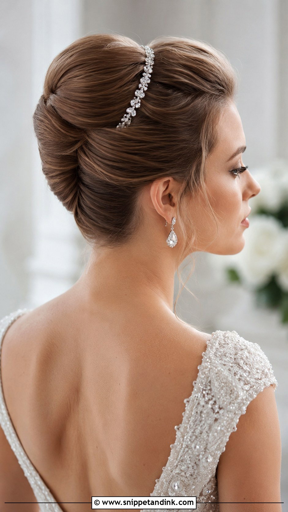 French Twist With Crystal Headband - Snippet and Ink - 30 French Twist Wedding Hair Ideas