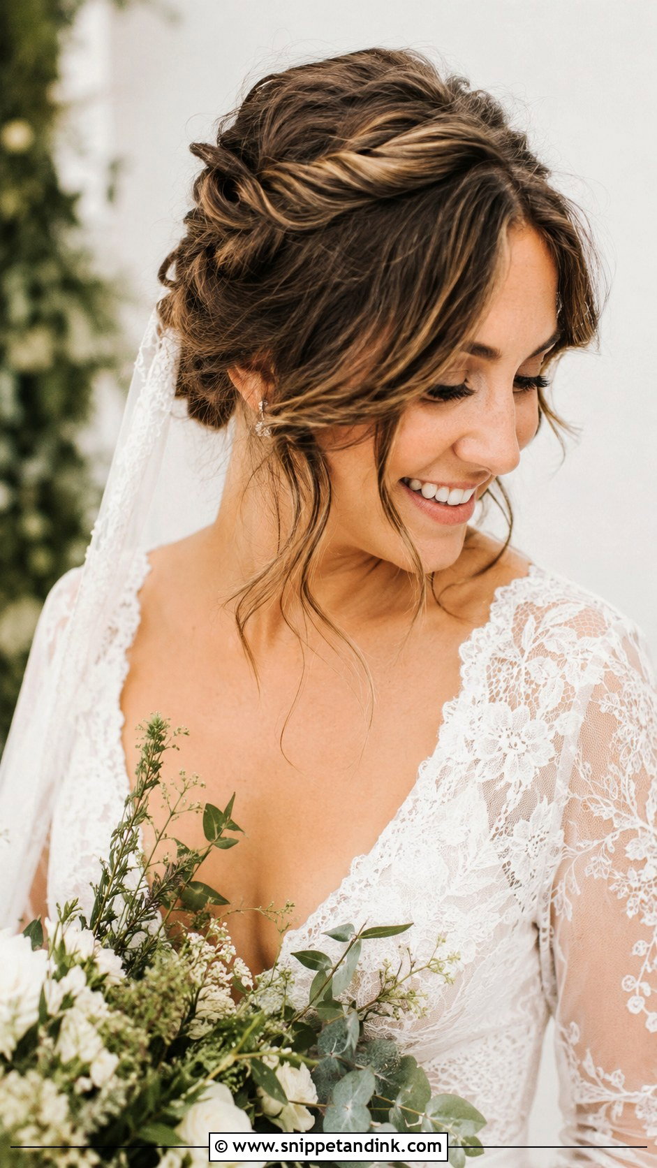 French Twist With Curtain Bangs - Snippet and Ink - 20 Wedding Hair with Curtain Bangs Ideas