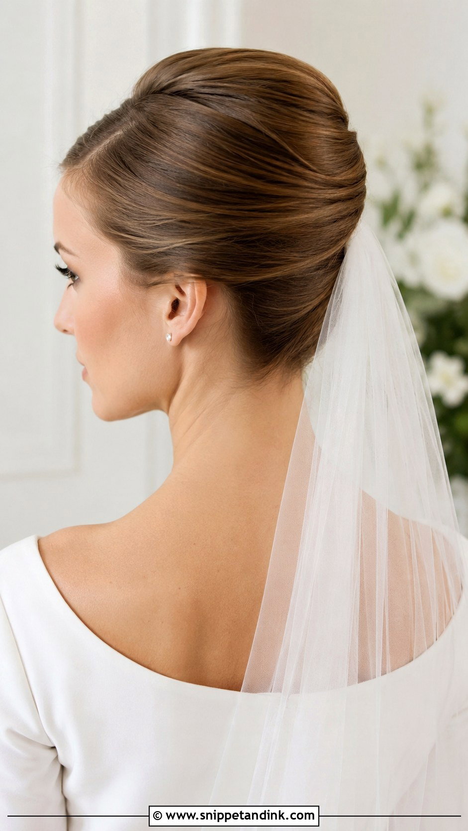 French Twist With Elbow Length Veil - Snippet and Ink - 25 French Twist Bridal Hair Ideas