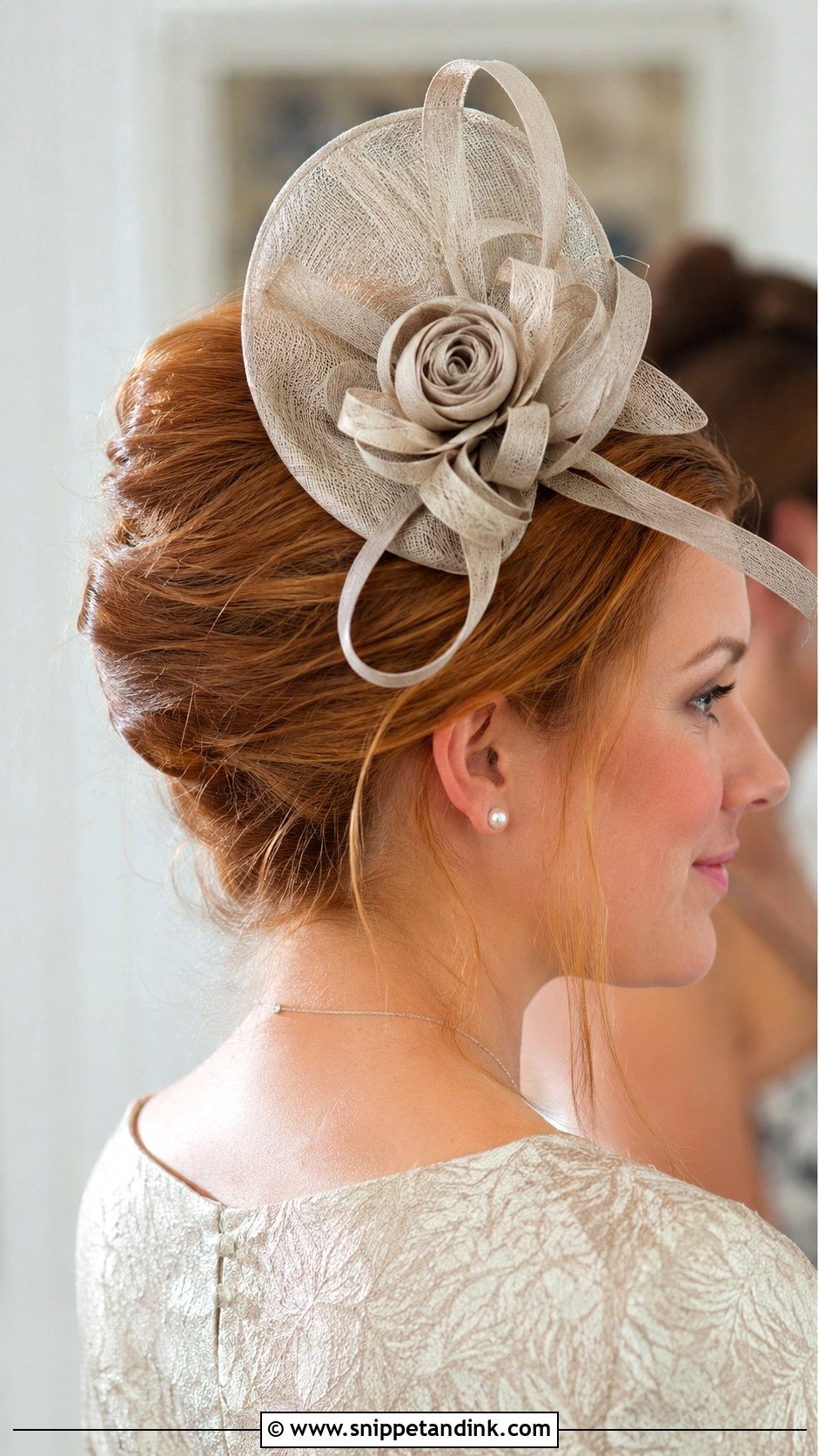 French Twist With Fascinator - Snippet and Ink - 15 Wedding Guest Hair with Fascinator Ideas