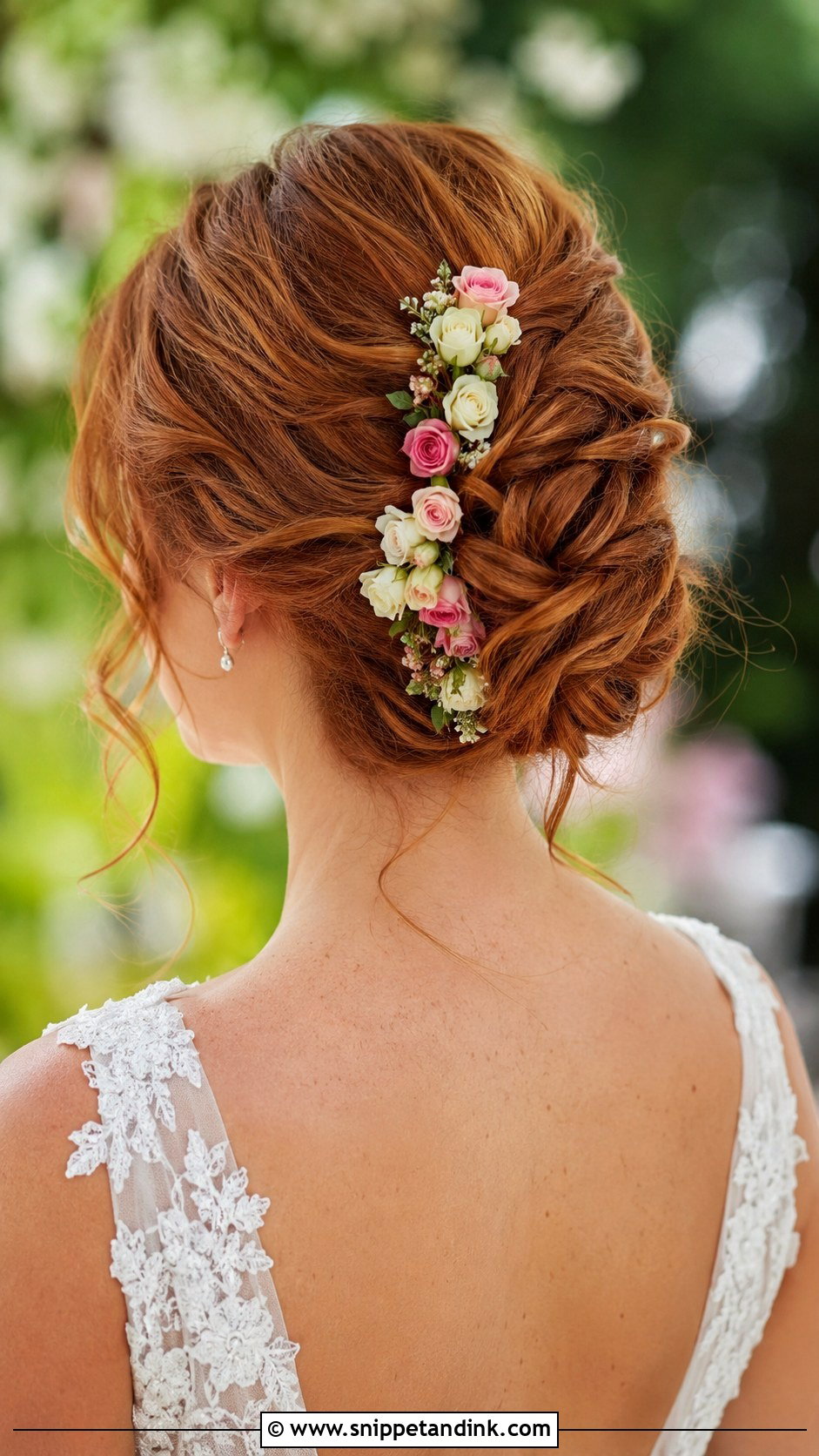 French Twist With Floral Accents - Snippet and Ink - 25 French Twist Bridal Hair Ideas
