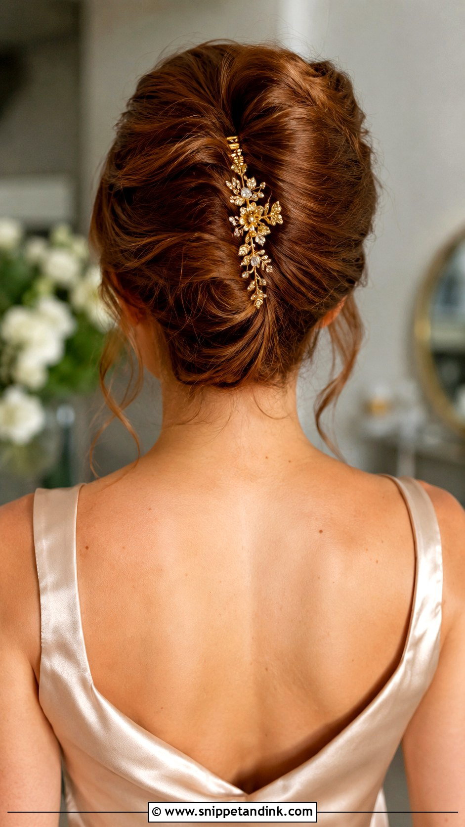 French Twist With Gold Hair Comb - Snippet and Ink - 25 French Twist Bridal Hair Ideas