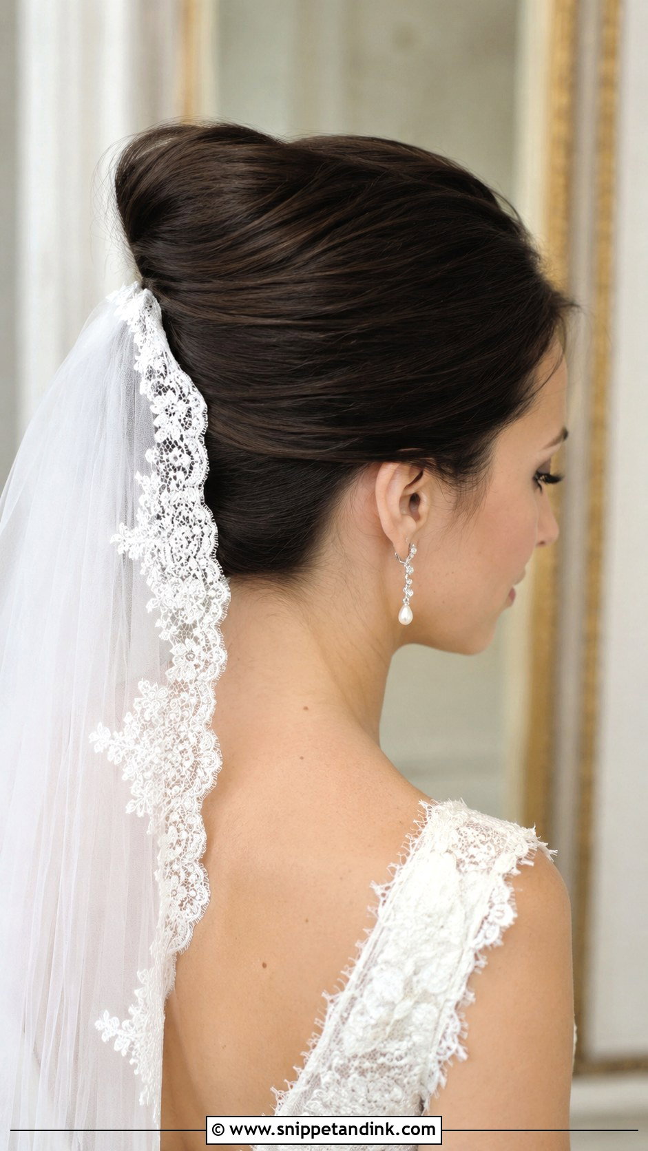 French Twist With Lace Veil - Snippet and Ink - 30 French Twist Wedding Hair Ideas