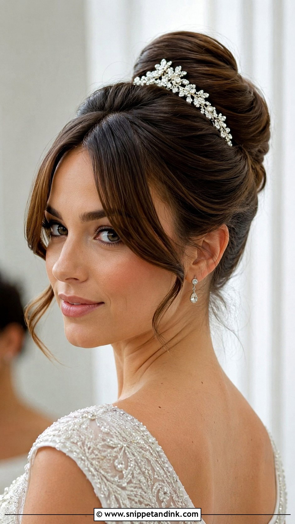 French Twist With Long Bangs - Snippet and Ink - 20 Hairstyle with Bangs for Wedding Ideas