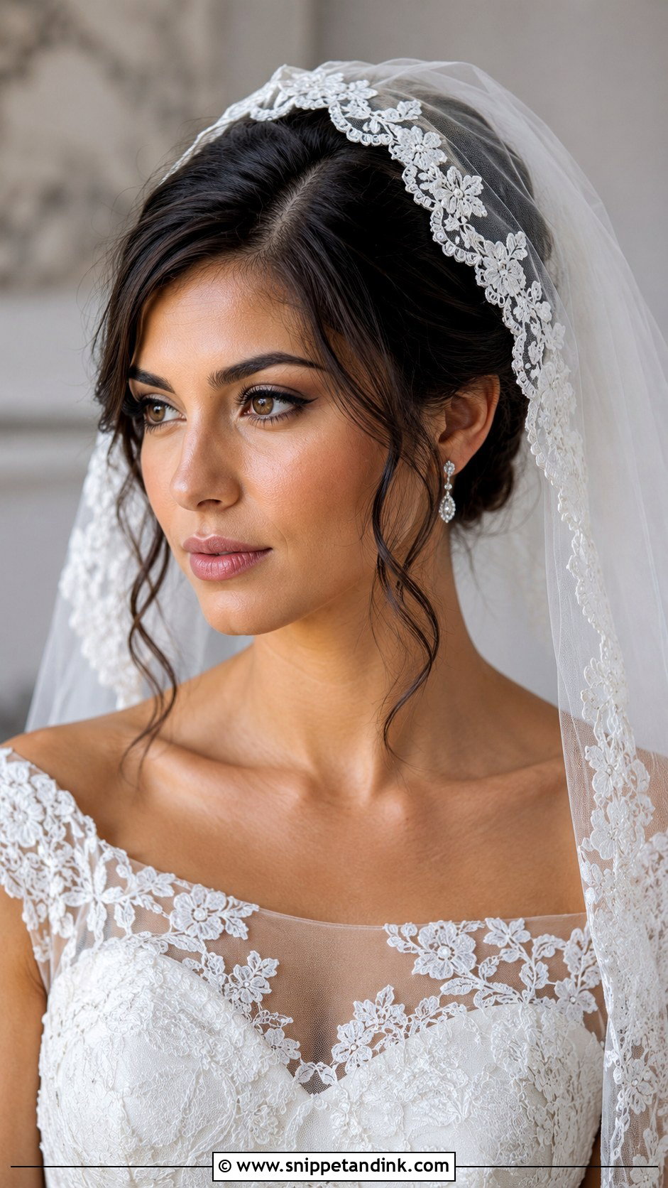 French Twist With Mantilla Veil - Snippet and Ink - 25 French Twist Bridal Hair Ideas
