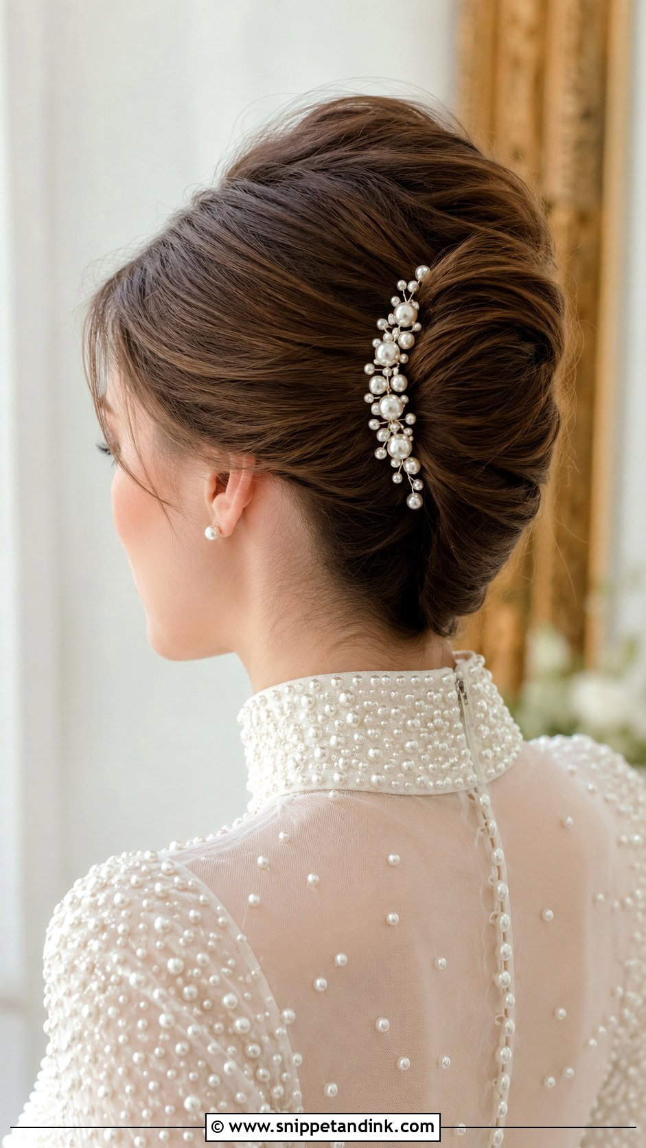 French Twist With Pearl Comb - Snippet and Ink - 15 Wedding Hairstyles Accessories