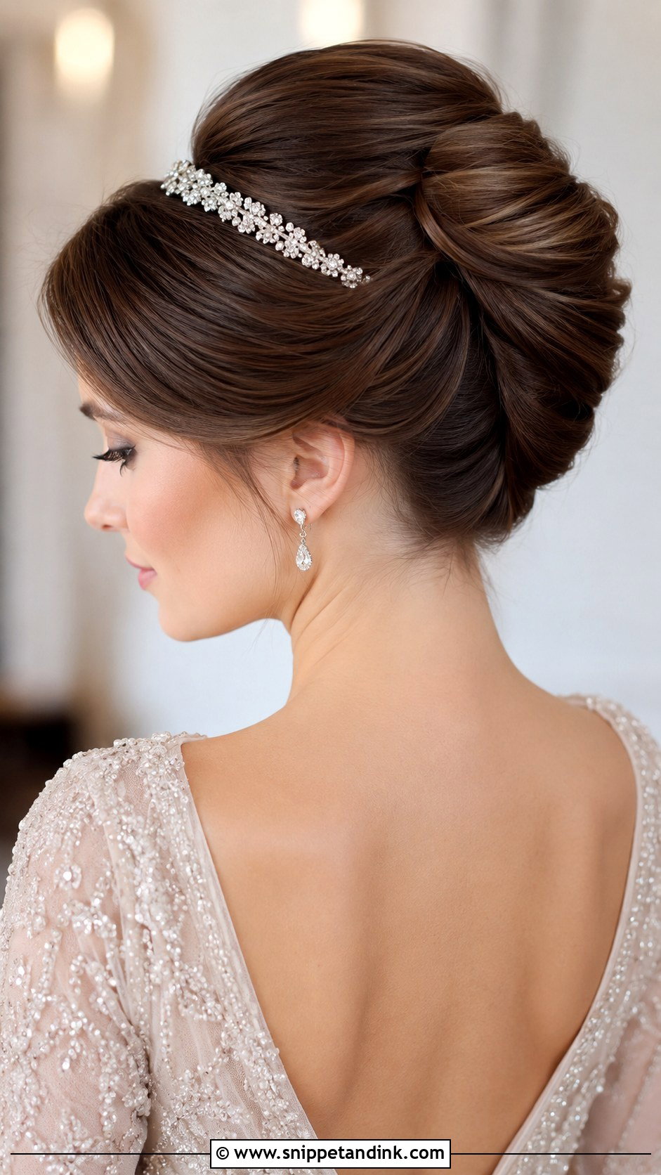 French Twist With Rhinestone Headband - Snippet and Ink - 25 French Twist Bridal Hair Ideas