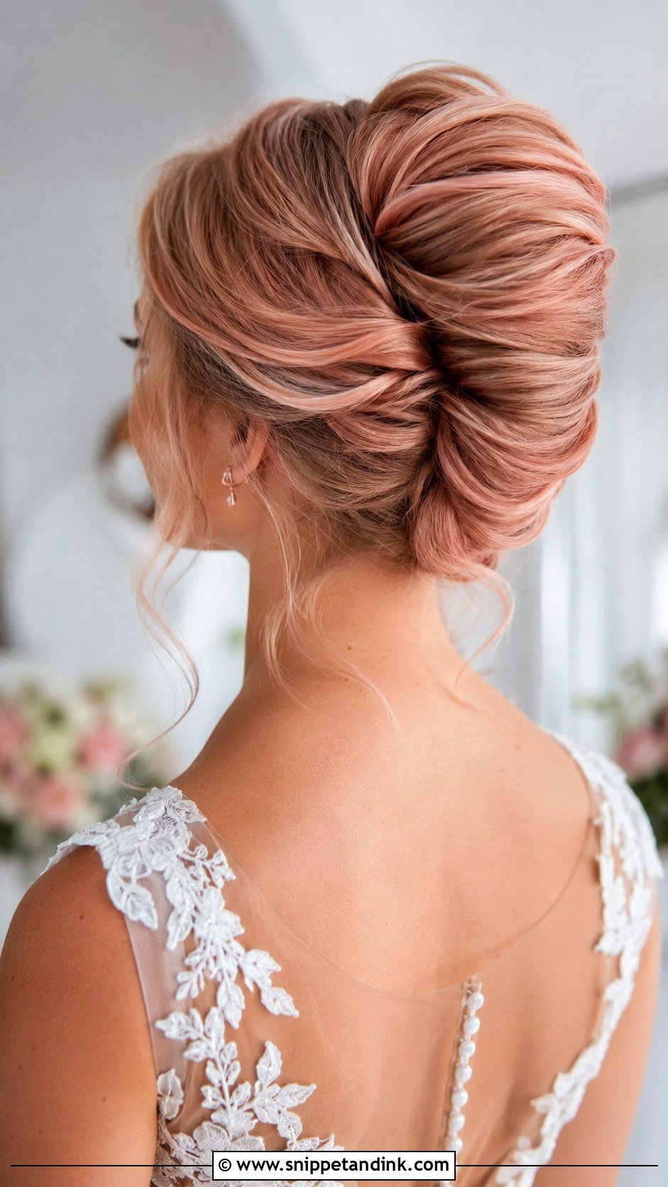 French Twist With Rose Gold Tones - Snippet and Ink - 30 French Twist Wedding Hair Ideas
