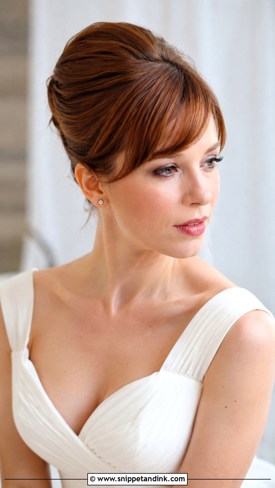 French Twist With Side Bangs - Snippet and Ink - 30 French Twist Wedding Hair Ideas