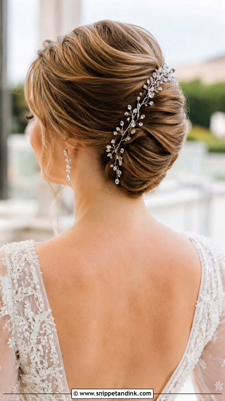 French Twist With Sparkle Hair Vine - Snippet and Ink - 30 French Twist Wedding Hair Ideas