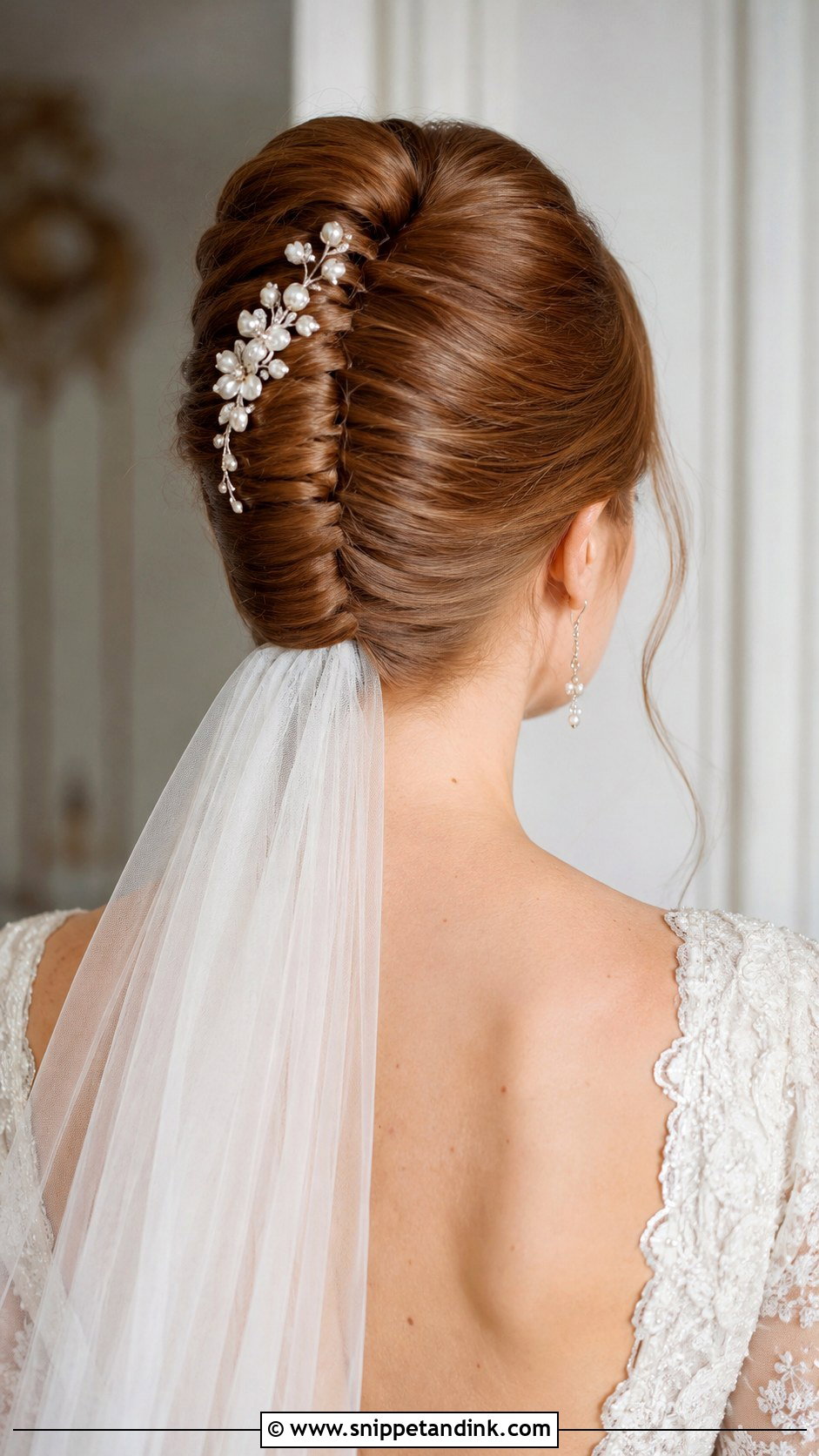 French Twist With Veil Below - Snippet and Ink - 25 Veil Under Updo Ideas
