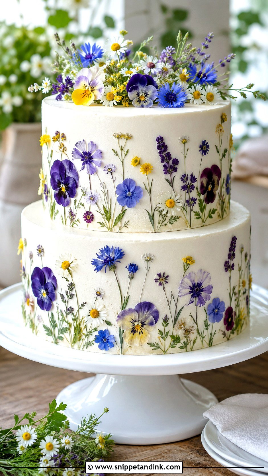 Fresh Borage Wedding Cake - Snippet and Ink - 20 Fresh Flowers on Cakes for Wedding