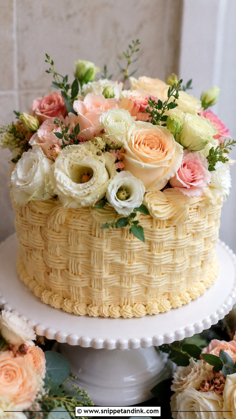 Fresh Flower Basket Wedding Cake - Snippet and Ink - 20 Flower Basket Cake Designs for Wedding