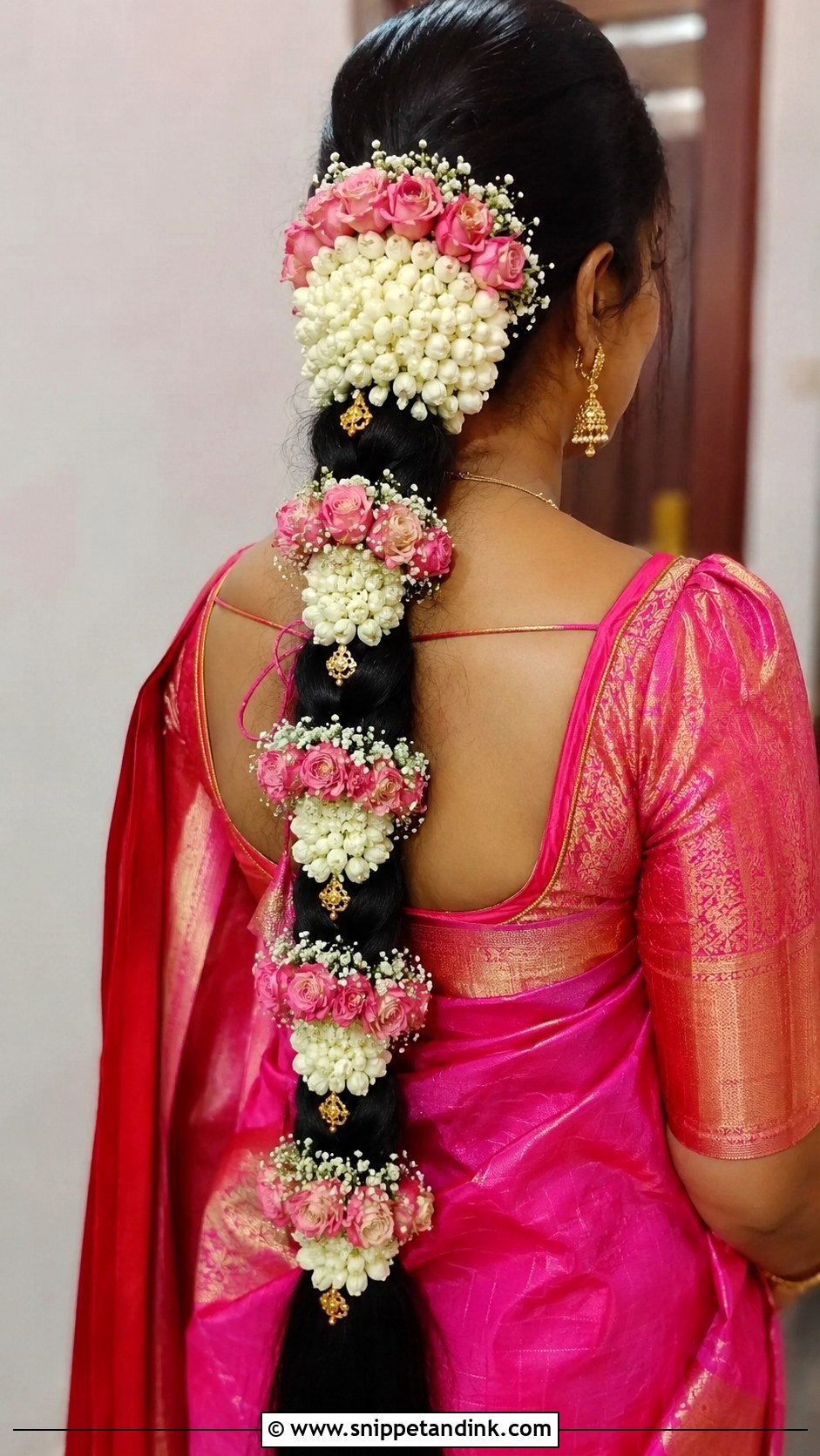 Fresh Flower Braid - Snippet and Ink - 15 South Indian Bridal Hair Flowers Ideas