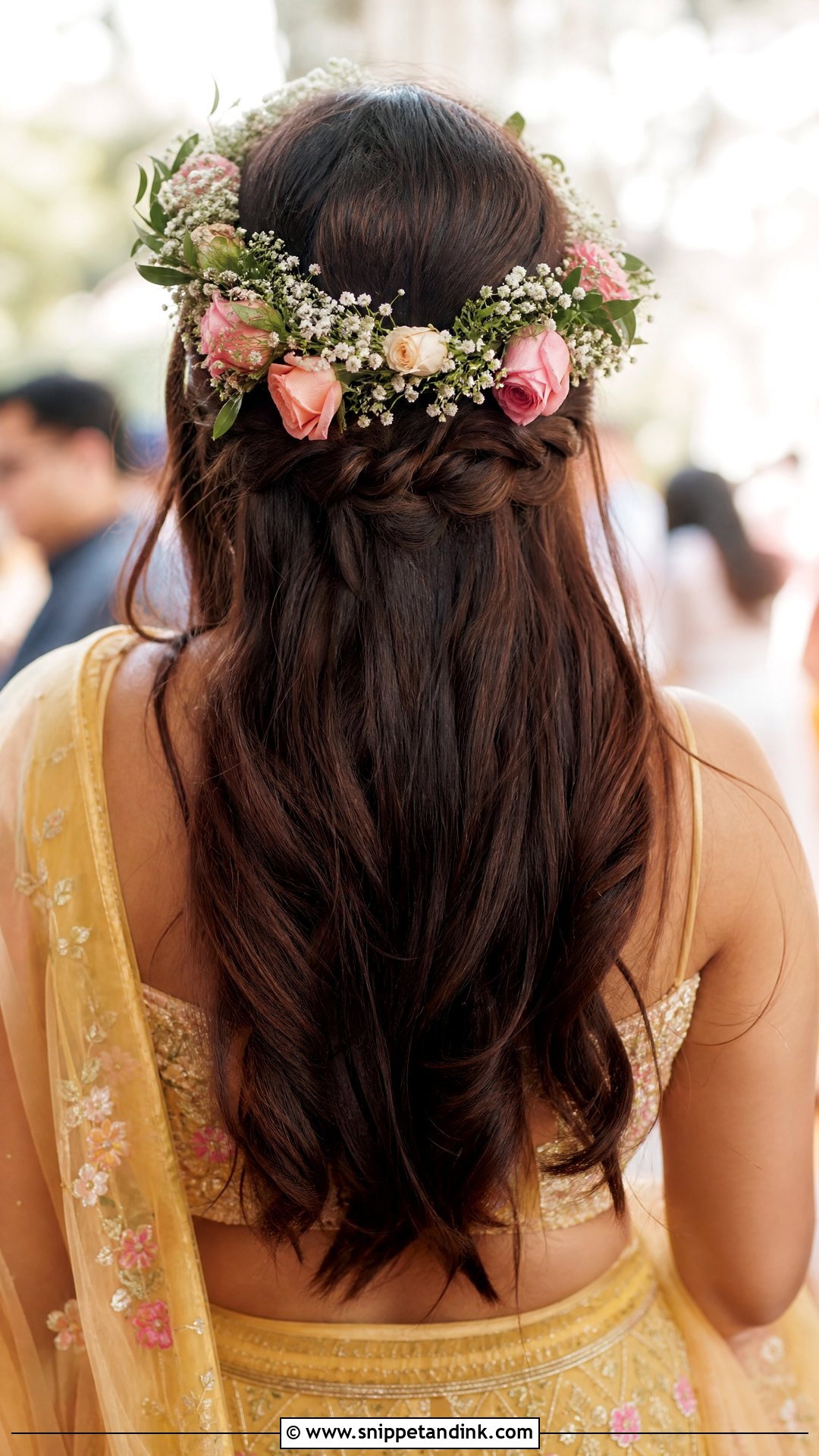 Fresh Flower Crown Hairstyle - Snippet and Ink - 20 Desi Bridal Hairstyles