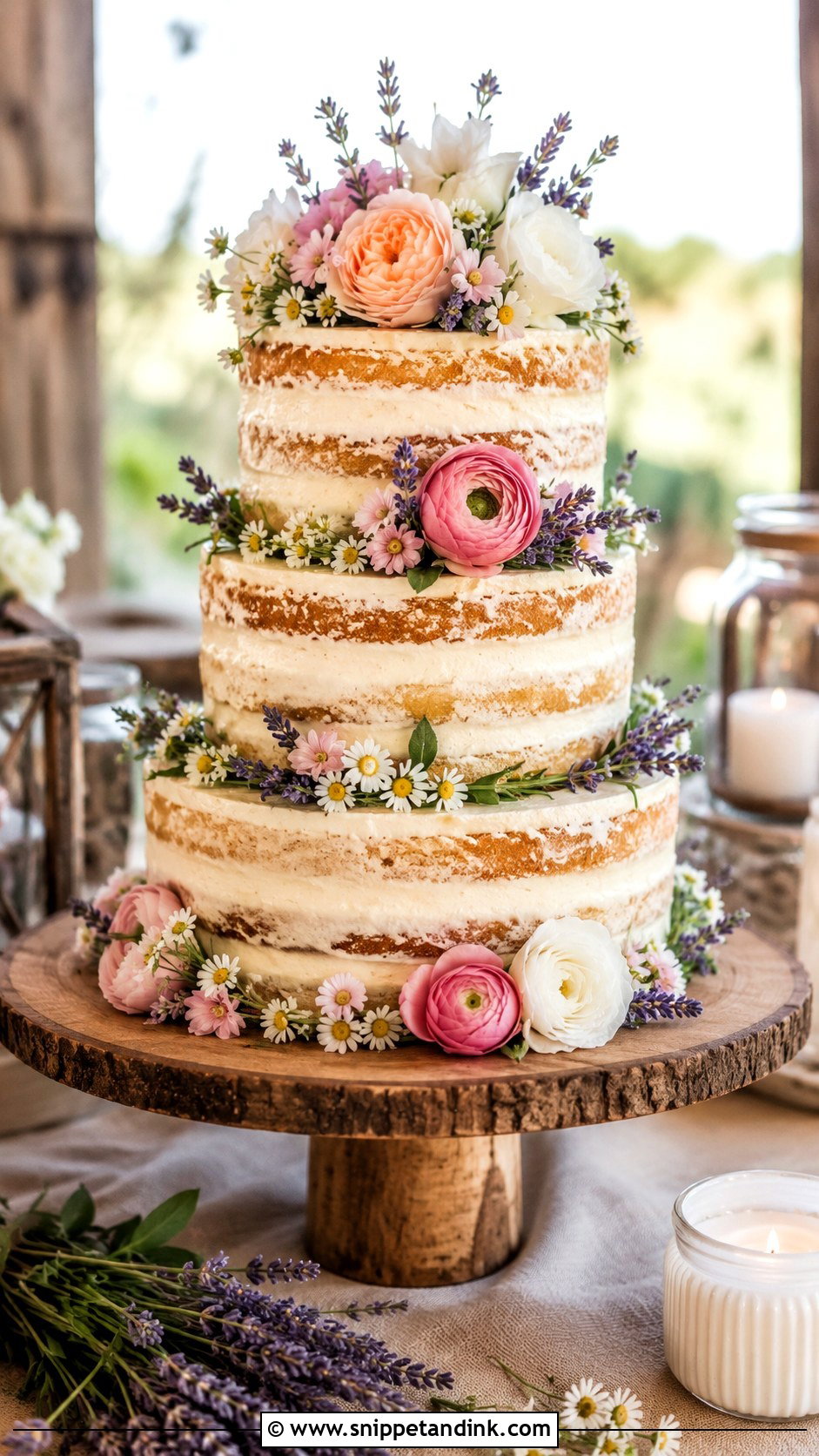 Fresh Flower Naked Wedding Cake - Snippet and Ink - 20 Fresh Flowers on Cakes for Wedding