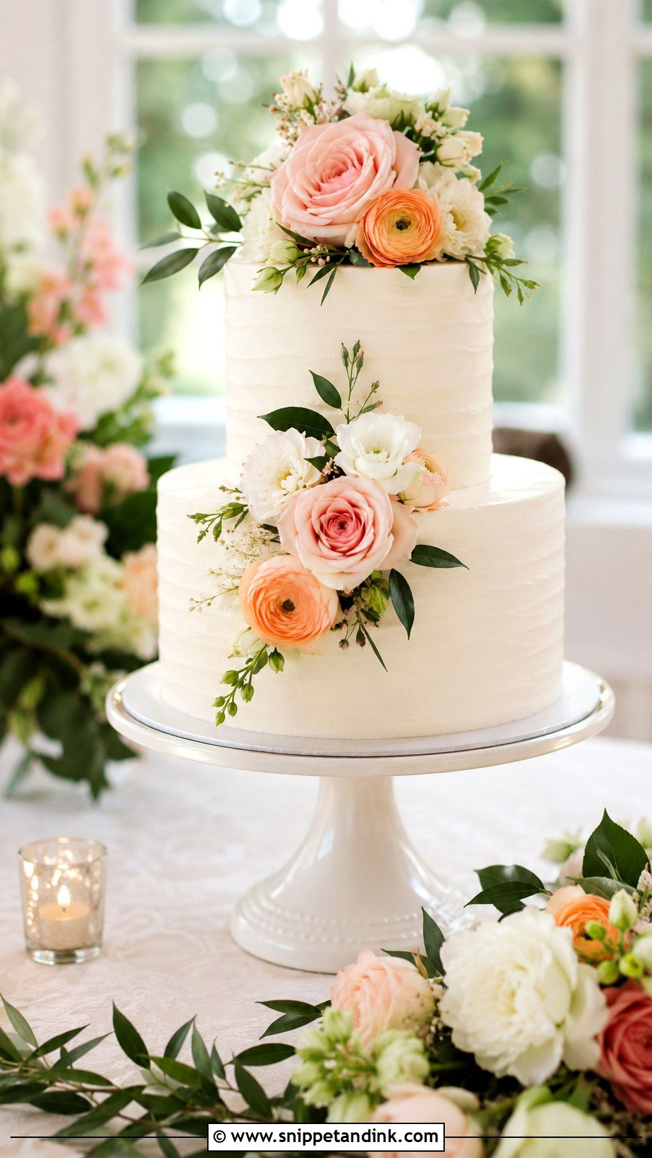 Fresh Flower Summer Wedding Cake - Snippet and Ink - 20 Simple Summer Wedding Cake Ideas