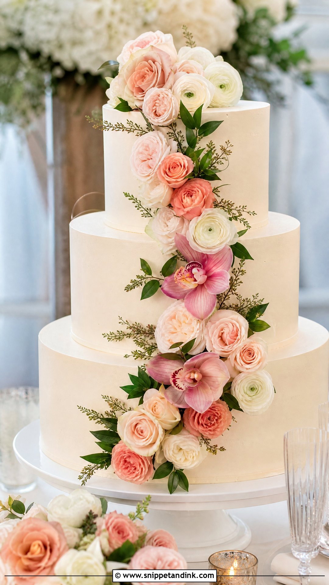 Fresh Flower Wedding Cake - Snippet and Ink - 35 Cakes with Flowers for Wedding