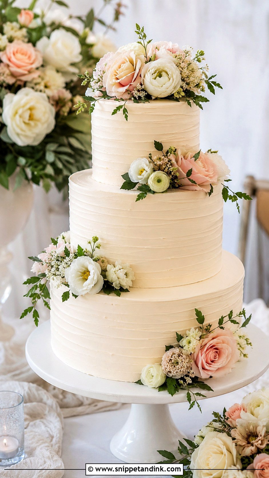 Fresh Flower Wedding Cake - Snippet and Ink - 20 Flower Wedding Cake Ideas