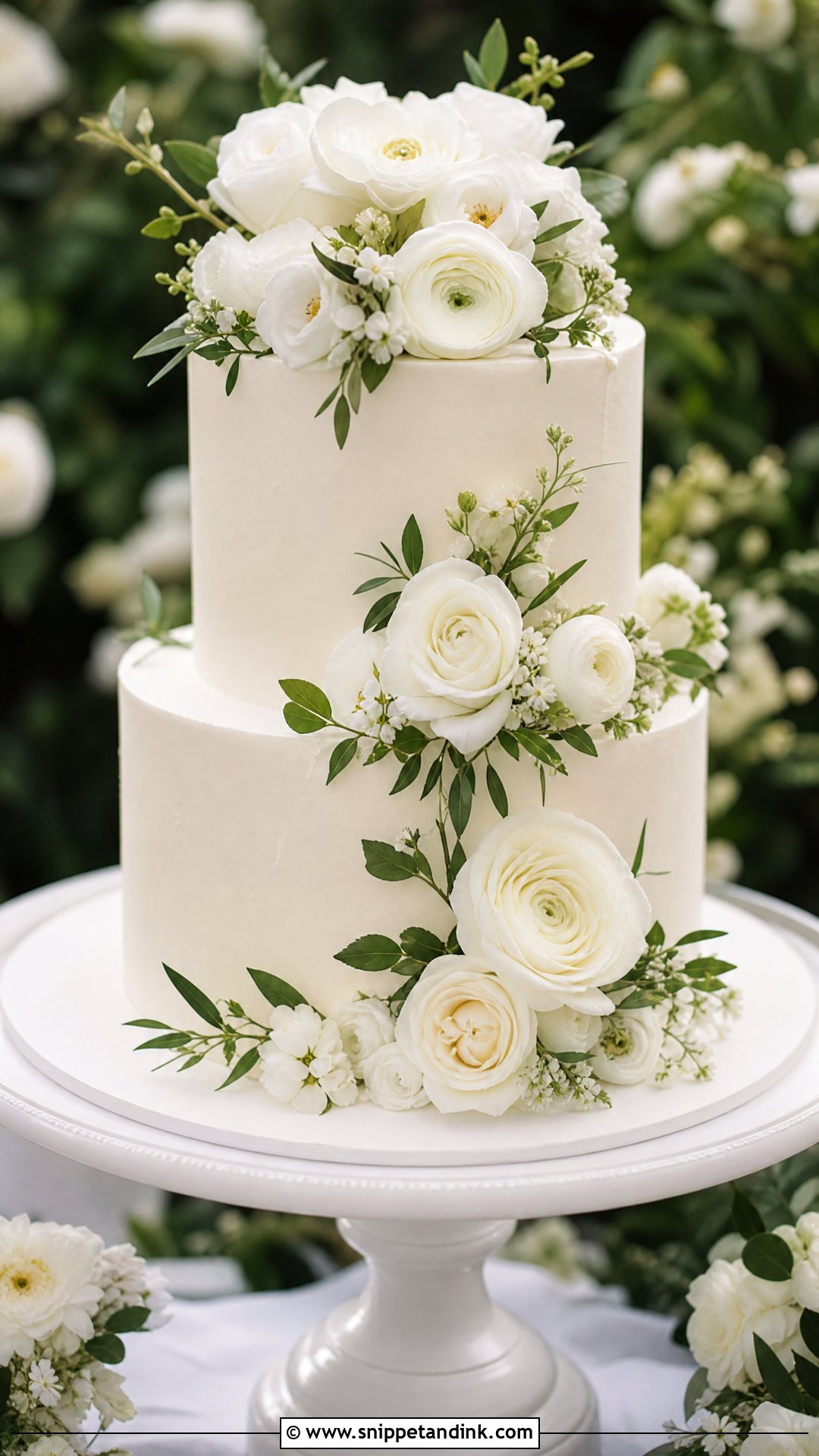 Fresh Flower Wedding Cake - Snippet and Ink - 20 Minimal Wedding Cake Ideas