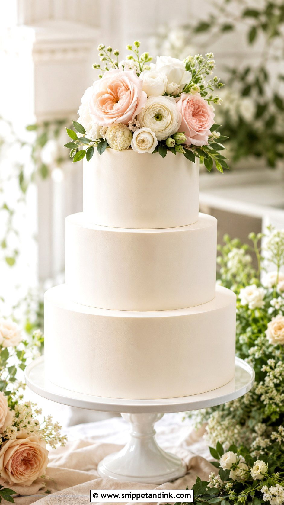 Fresh Flower Wedding Cake Top - Snippet and Ink - 25 Wedding Cake Tops