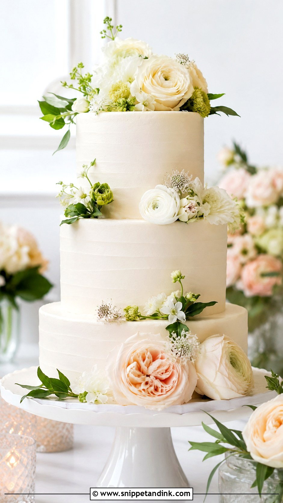 Fresh Flower Wedding Cake - Snippet and Ink - 20 Easy Wedding Cake Designs
