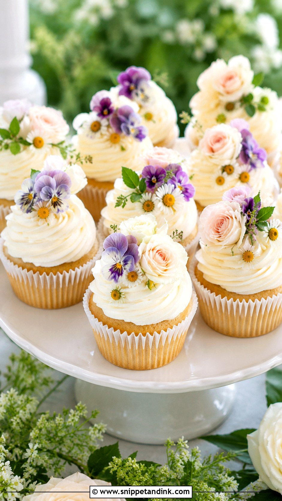 Fresh Flower Wedding Cupcakes - Snippet and Ink - 20 Cupcake Ideas with Flowers for Wedding