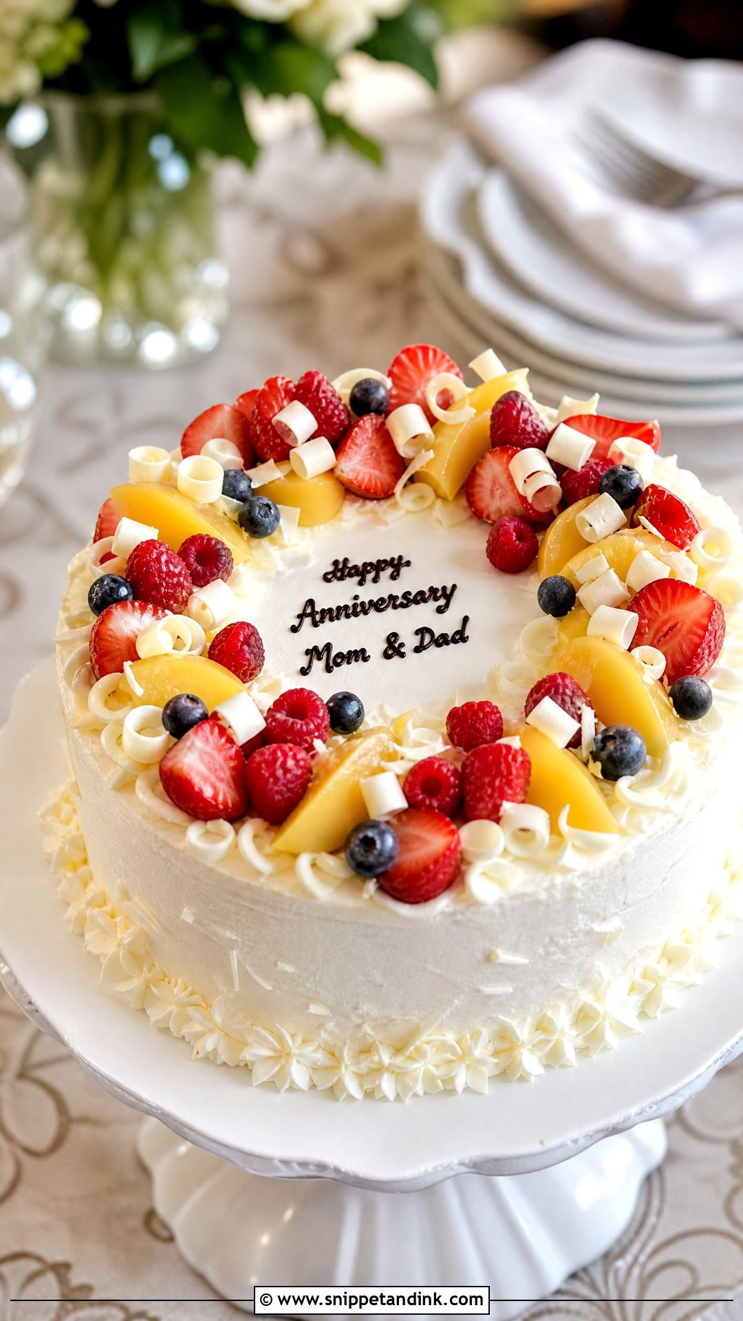 Fresh Fruit Anniversary Cake for Parents - Snippet and Ink - 30 Anniversary Cake for Parents