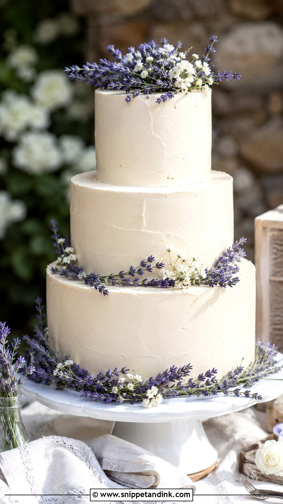 Fresh Lavender Wedding Cake - Snippet and Ink - 20 Fresh Flowers on Cakes for Wedding