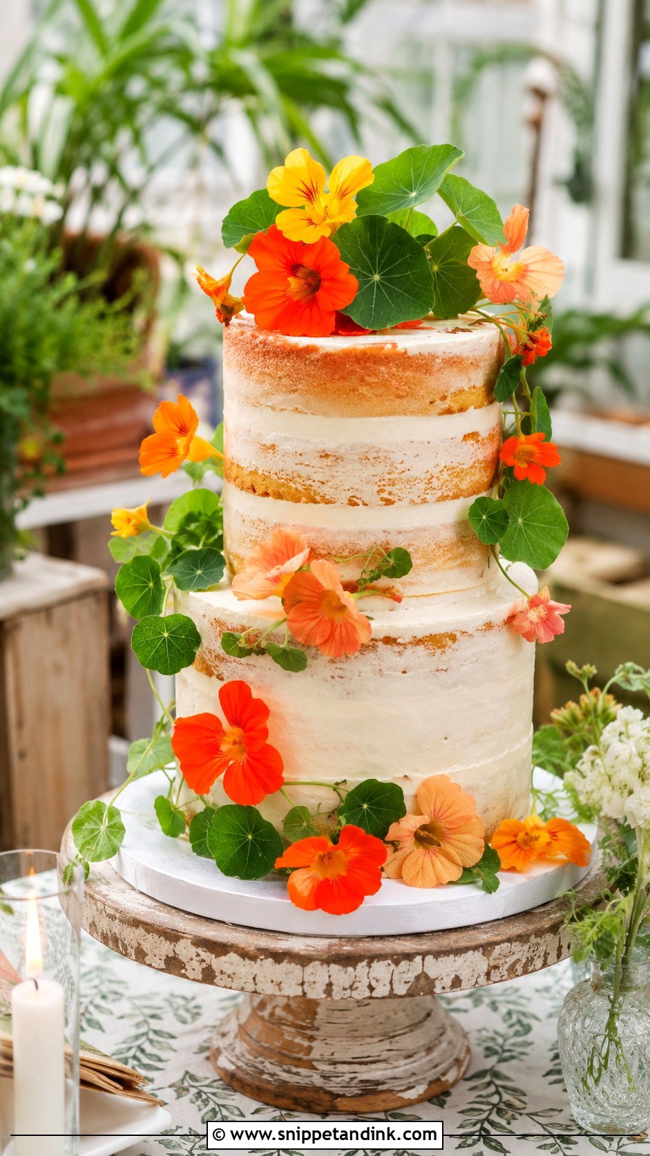 Fresh Nasturtium Wedding Cake - Snippet and Ink - 20 Fresh Flowers on Cakes for Wedding