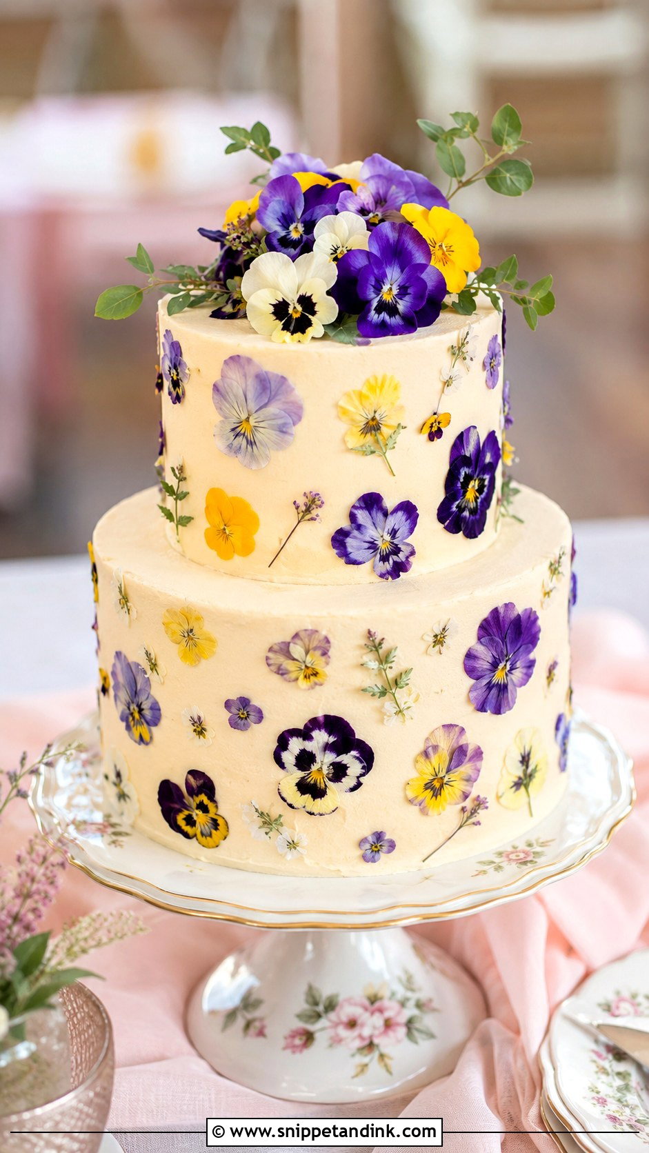 Fresh Pansy Wedding Cake - Snippet and Ink - 20 Fresh Flowers on Cakes for Wedding