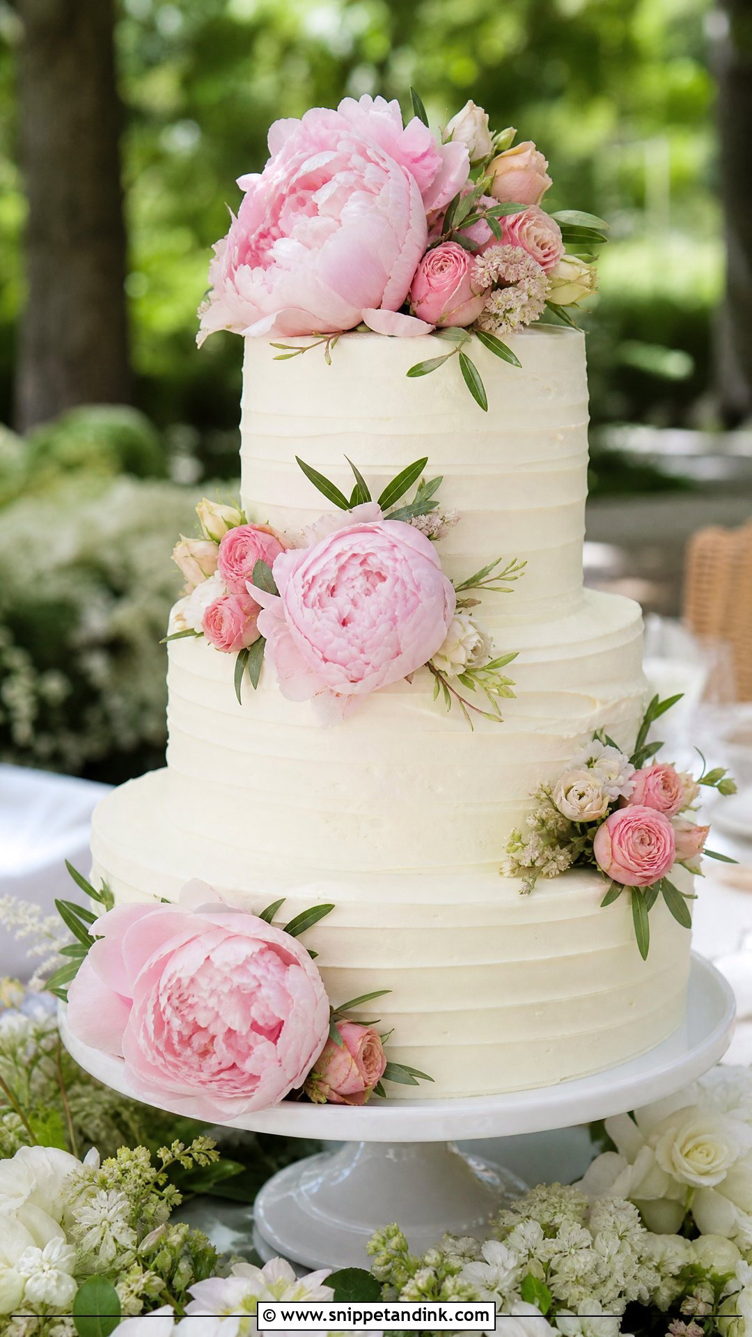 Fresh Peony Wedding Cake - Snippet and Ink - 25 Peony Cake Ideas for Wedding